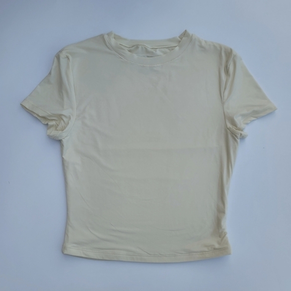 Pedigree ButterSoft Baby Tee Crop Top | Cream White - Picture 1 of 9